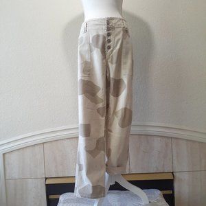 Anthropologie Beige Camouflage Straight Leg Pants